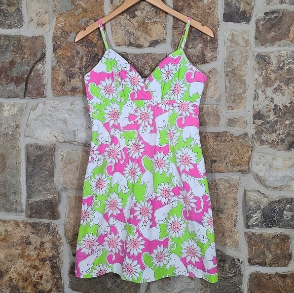 Lilly Pulitzer 6 French Fried Lions Lion Lioness Cat Smiling Flower Sun Dress - Picture 2 of 5